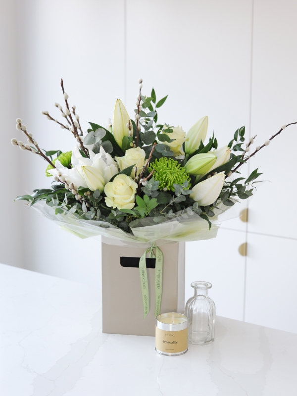 Elegant White Rose and Lily Bouquet