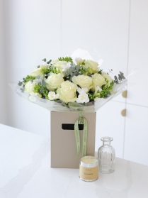 White Rose and Freesia Handtied